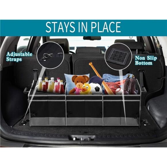 Trunk Organizer with Cooler, Collapsible Trunk Storage w/ Non Slip Bottom Strips - Picture 6 of 7
